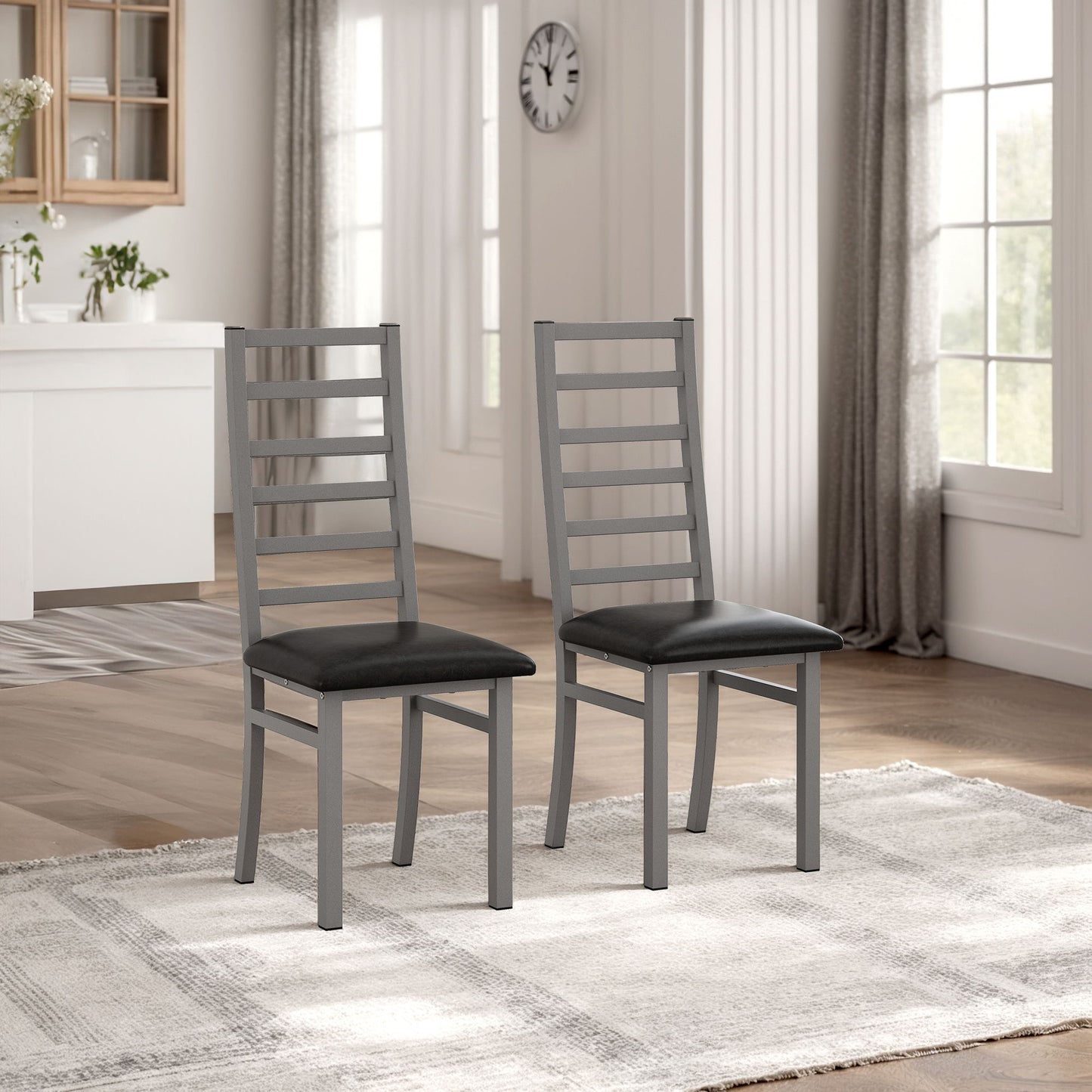 Metal Dining Chairs With Steel Legg, High Back Armless Design Home Essentials