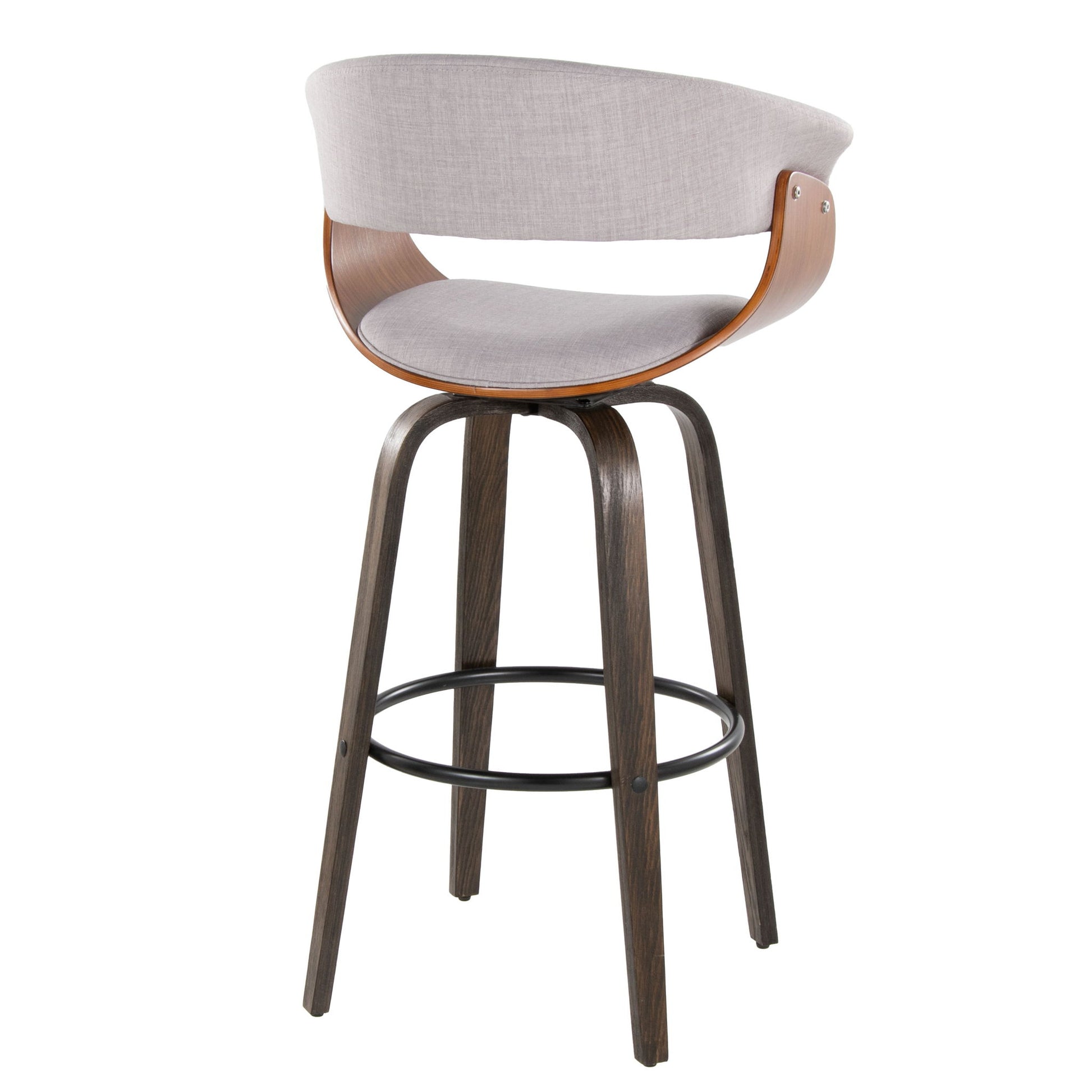 Vintage Mod - Mid Century Modern Fixed Height Barstool With Swivel & Round Footrest (Set of 2) Lumi Source
