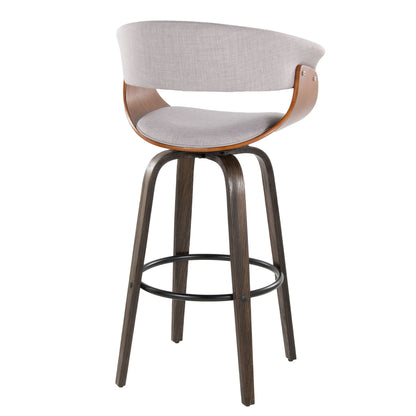 Vintage Mod - Mid Century Modern Fixed Height Barstool With Swivel & Round Footrest (Set of 2) Lumi Source