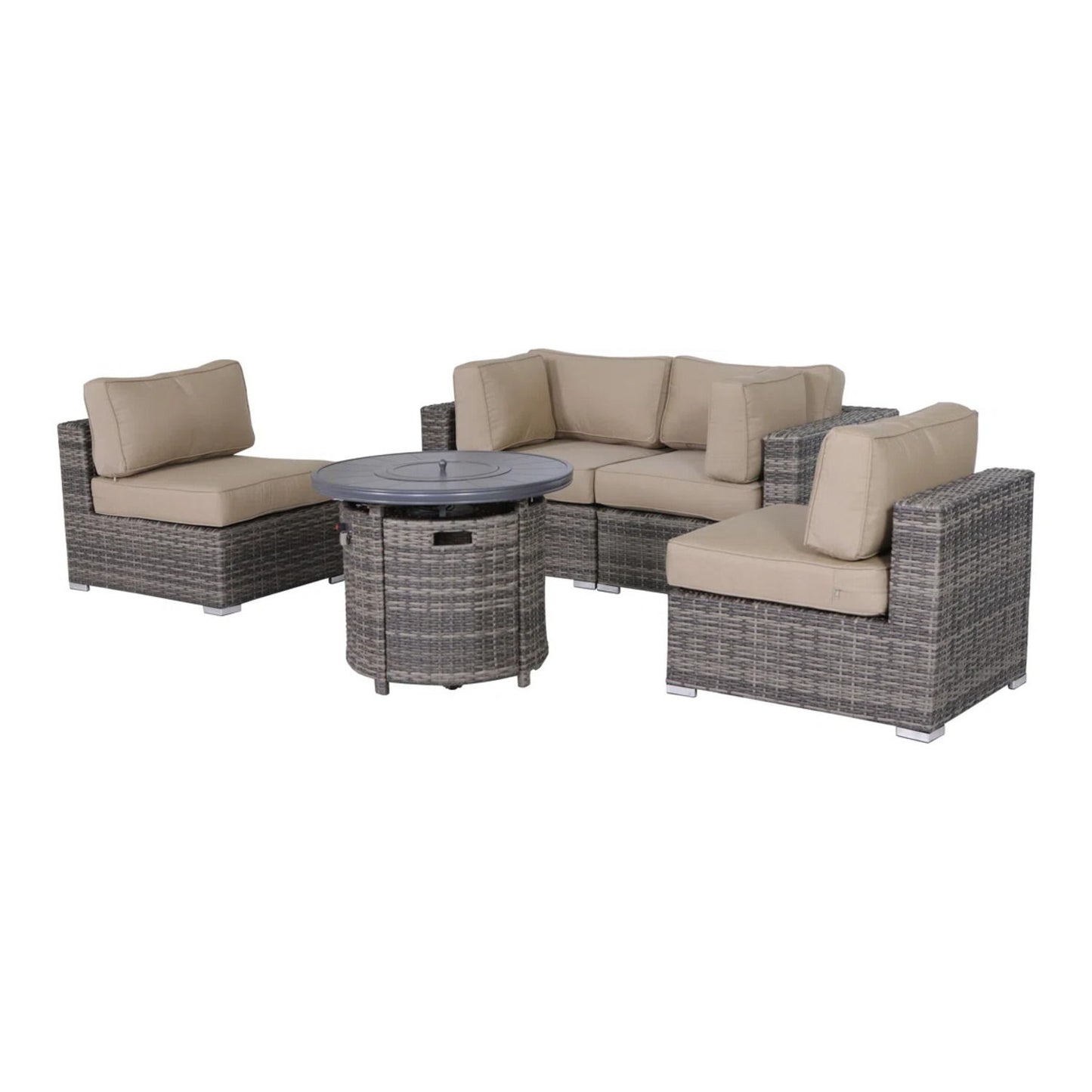 Wicker Outdoor Lounge Set With Cushions And Fire Pit LSI Patio Furniture