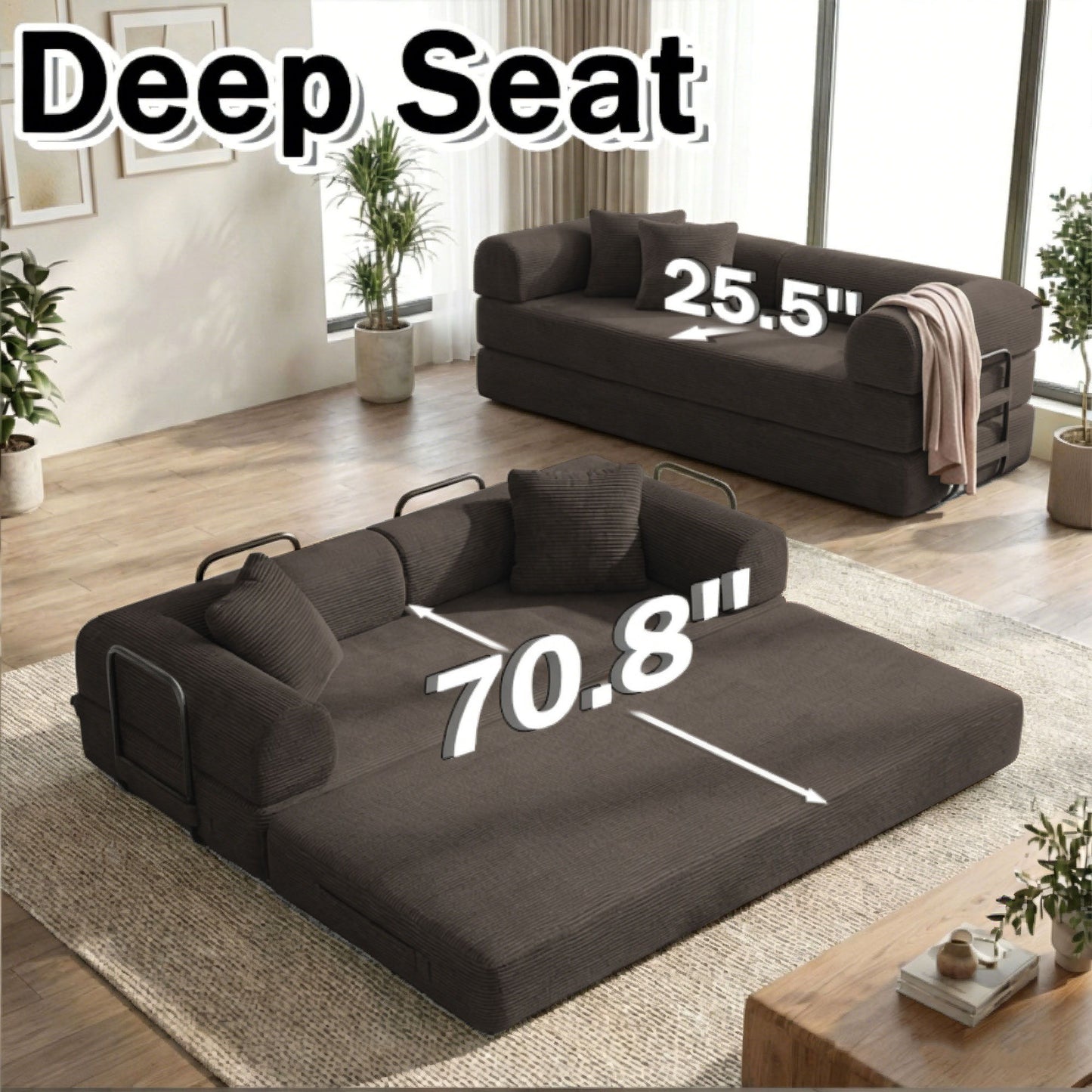 Convertible Sofa Bed With Removable Pillows Home Essentials