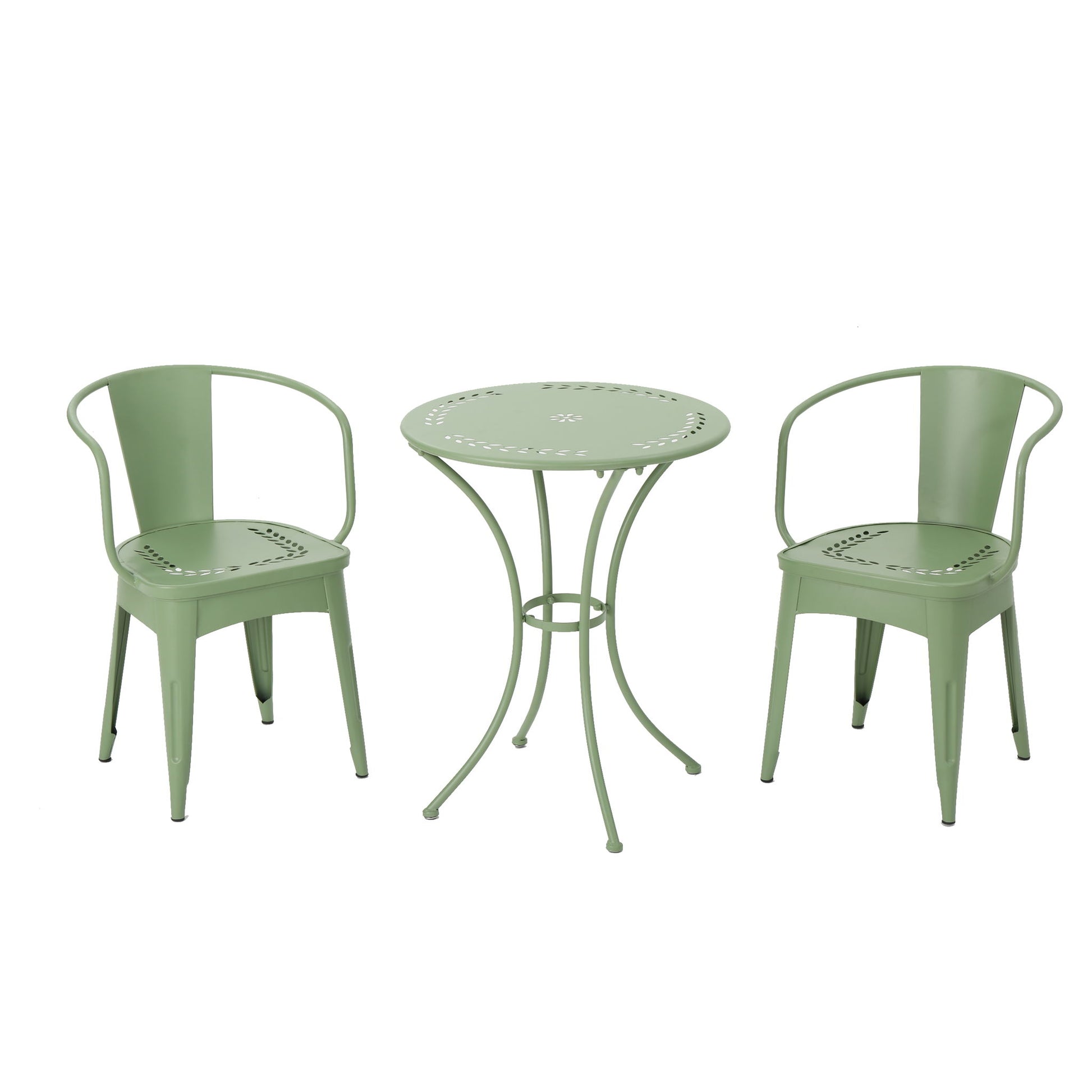 Ambrosia - 3 Piece Bistro Set With Leaf Motifs Top And Seat Noble House
