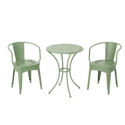Ambrosia - 3 Piece Bistro Set With Leaf Motifs Top And Seat Noble House