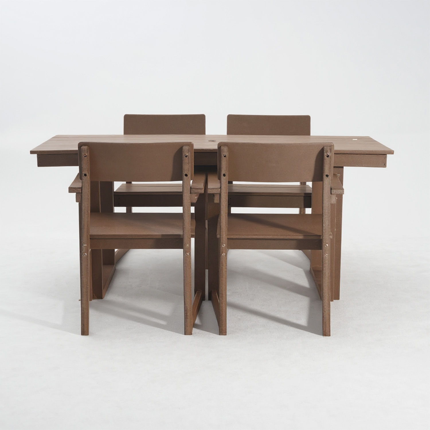 5 Piece Outdoor Dining Set For 4, Patio Table With Umbrella Hole And 4 Armrest Chairs For Backyard, Lawn, Deck, Or Poolside - Brown Home Essentials