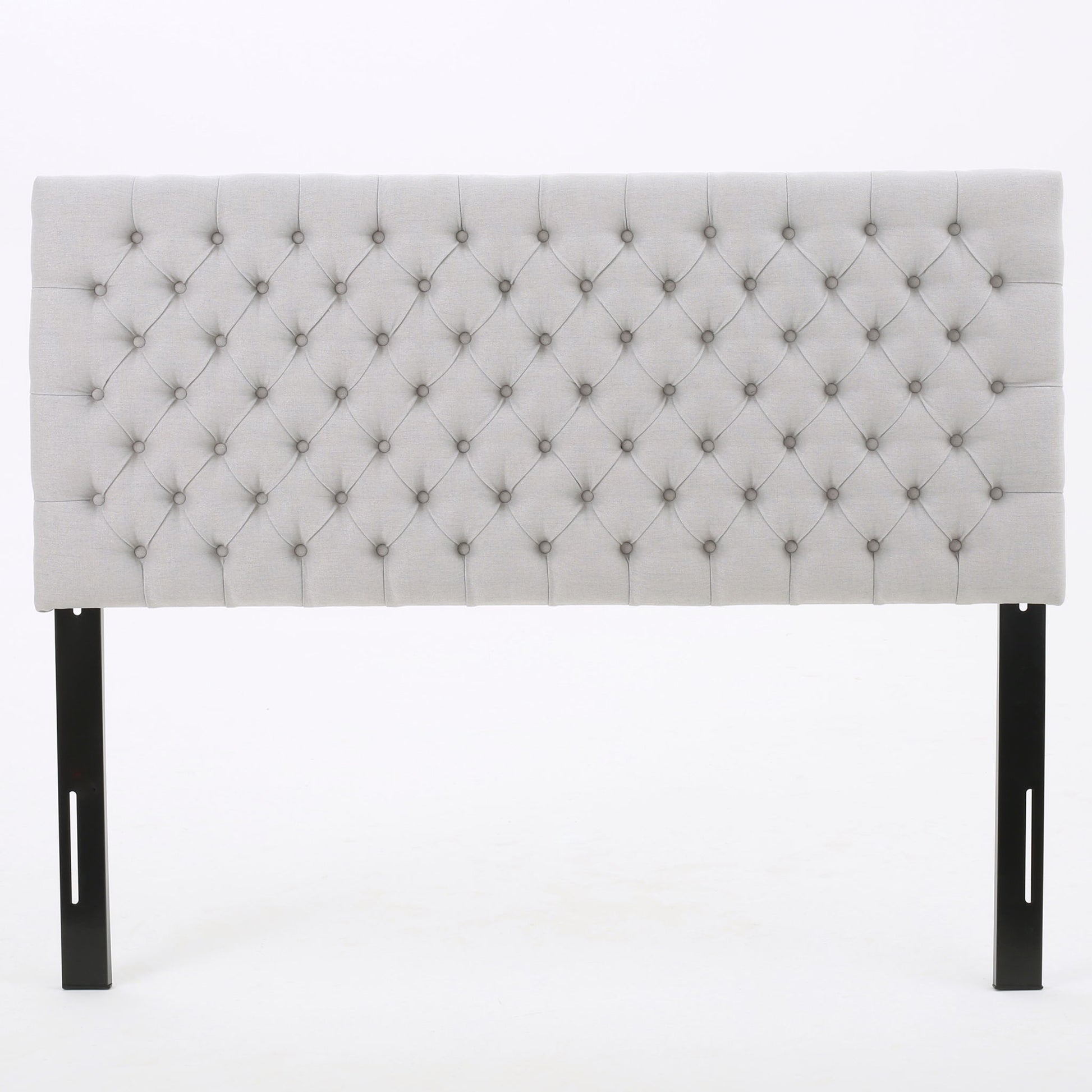 Queen Size Headboard With Button Tufting - Light Gray Noble House