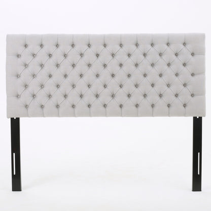 Queen Size Headboard With Button Tufting - Light Gray Noble House