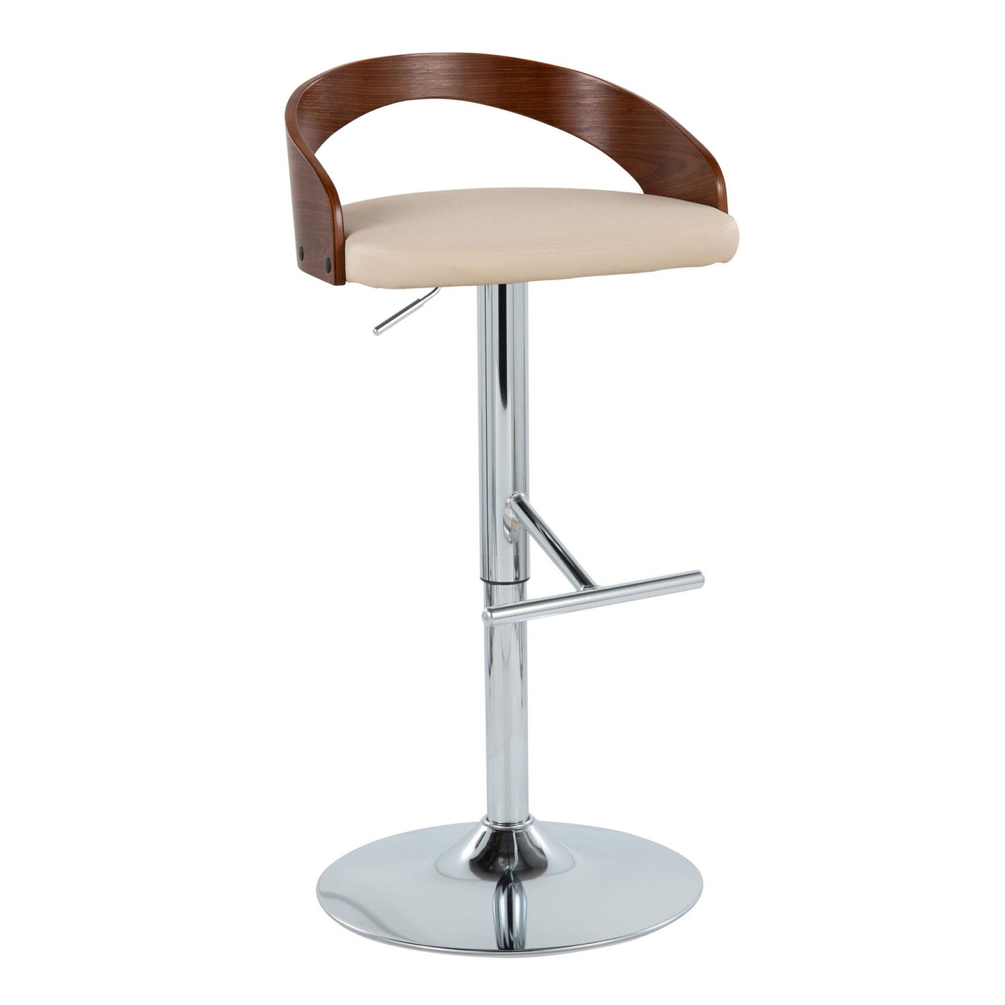 Grotto - Mid Century Modern Adjustable Height Barstool, Swivel With Straight T Footrest (Set of 2) Lumi Source