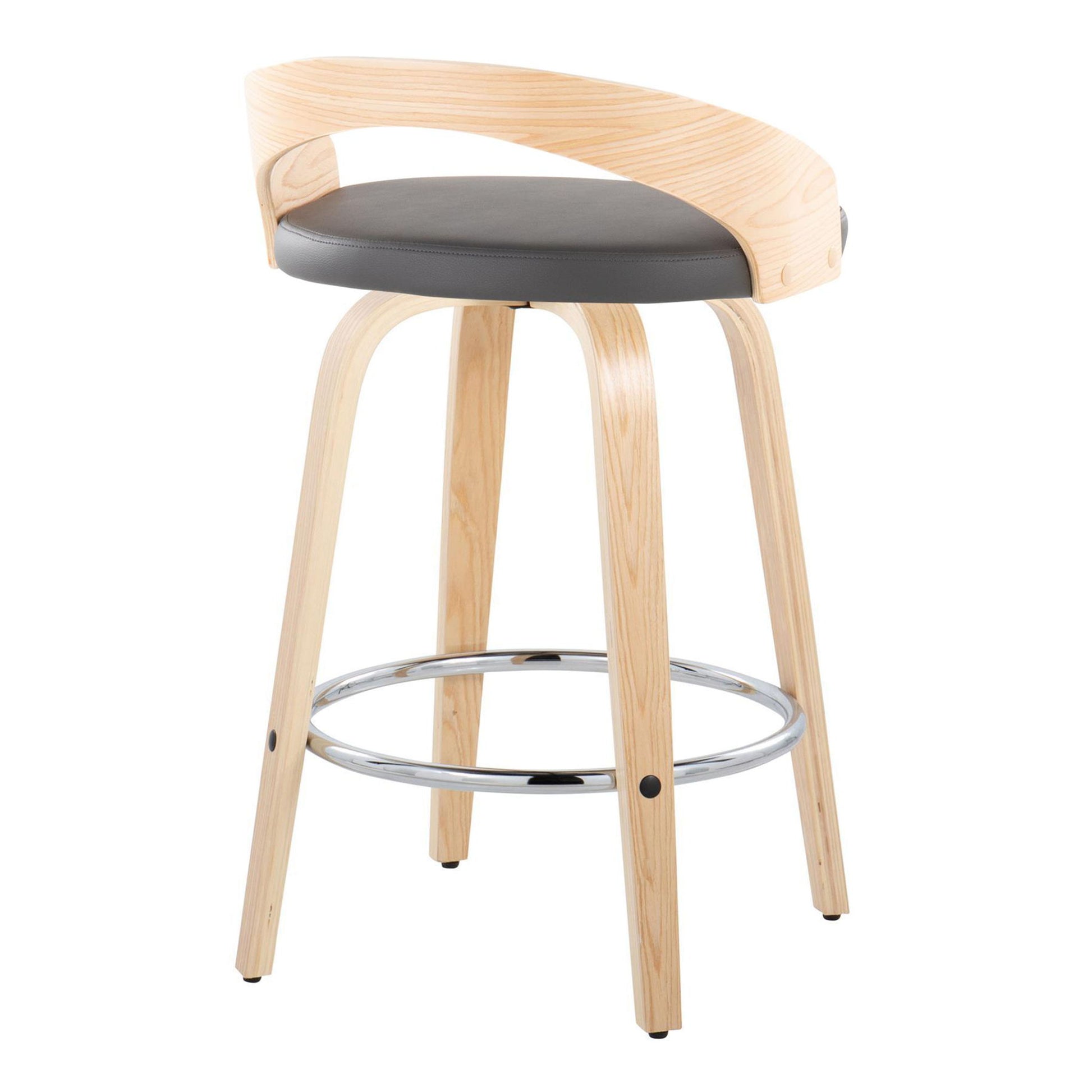 Grotto - Contemporary Fixed Height Counter Stool With Swivel With Round Footrest (Set of 2) Lumi Source