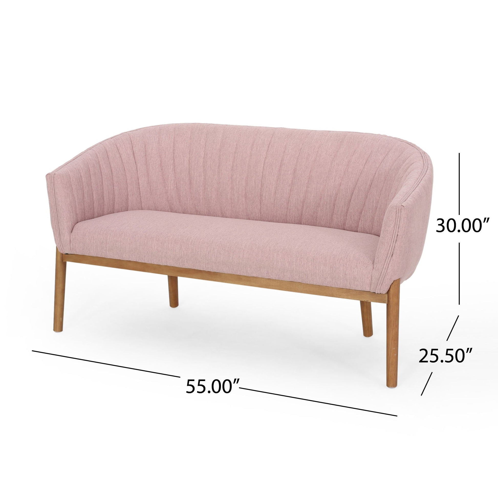 Mid Century Modern Loveseat With Channel Stitched Backrest Noble House