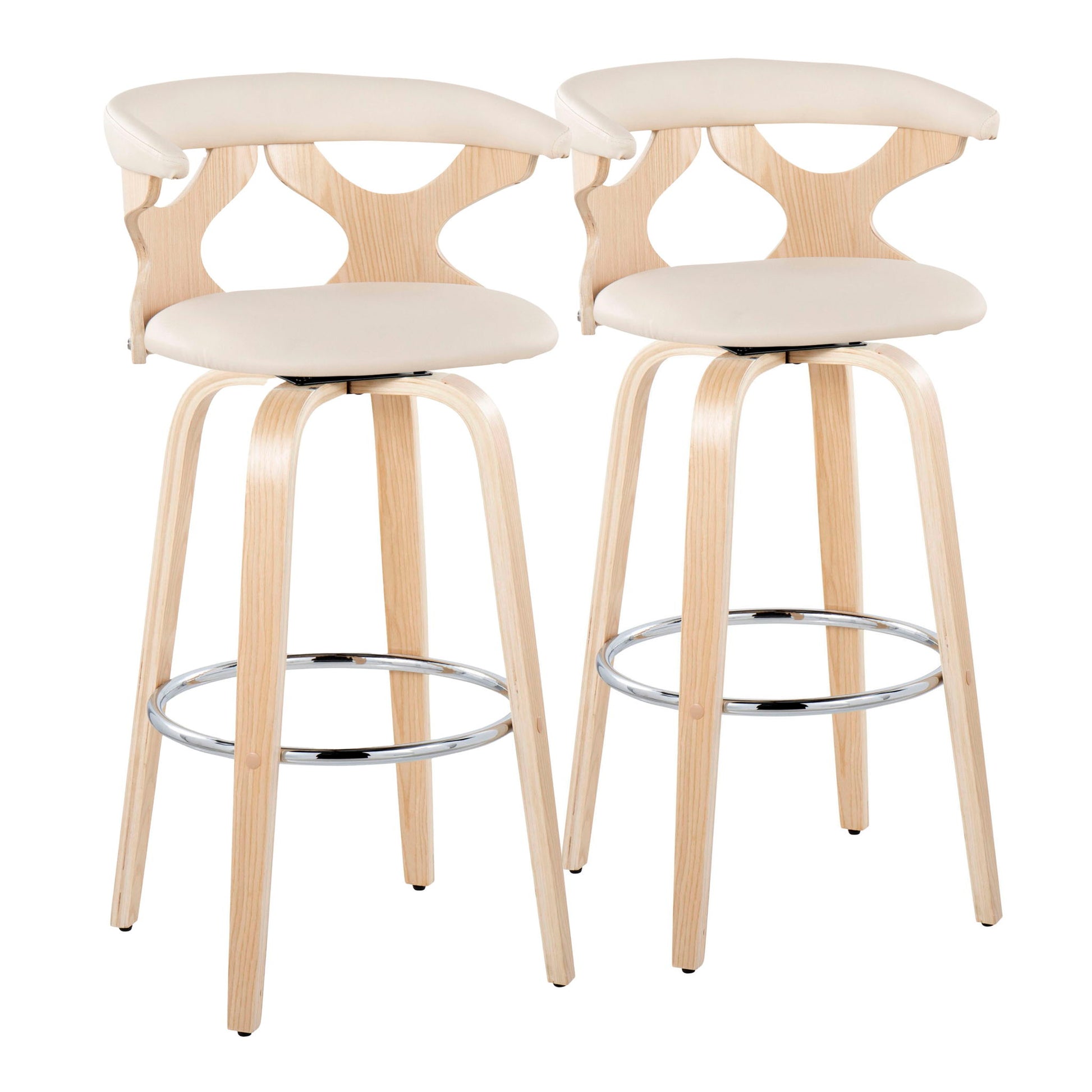 Gardenia - Contemporary Fixed Height Barstool With Swivel With Round Footrest (Set of 2) Lumi Source