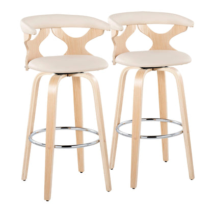 Gardenia - Contemporary Fixed Height Barstool With Swivel With Round Footrest (Set of 2) Lumi Source