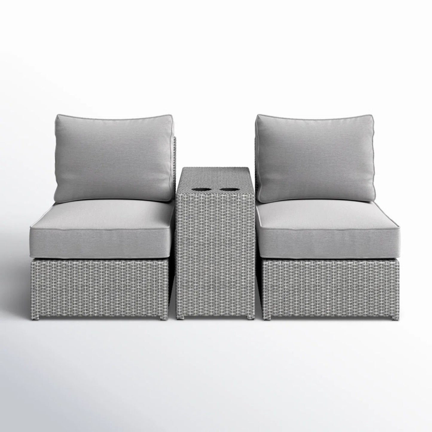 2 Person Wicker Conversation Set With Cushions, Weather Resistant LSI Patio Furniture