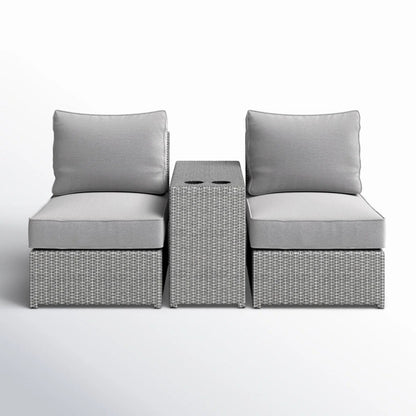 2 Person Wicker Conversation Set With Cushions, Weather Resistant LSI Patio Furniture