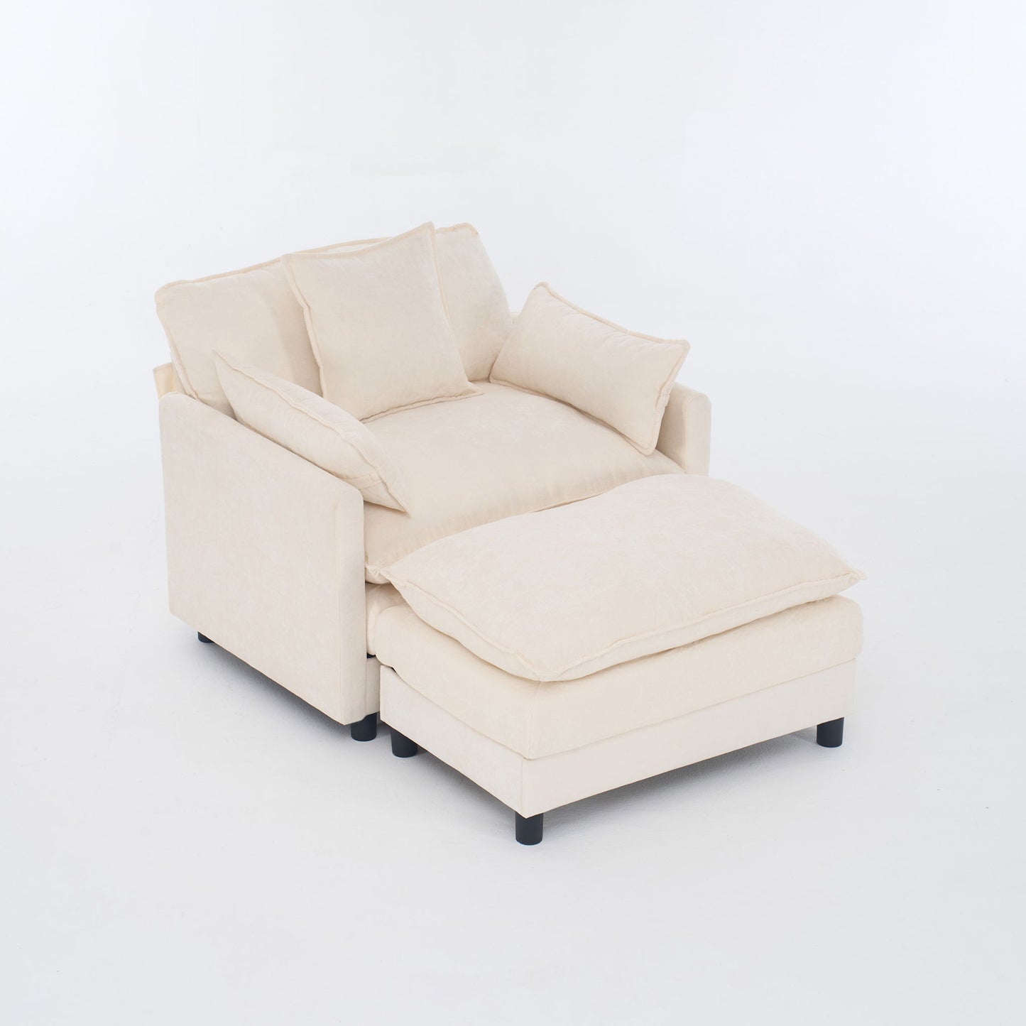 Accent Chair With Ottoman - Beige Home Essentials