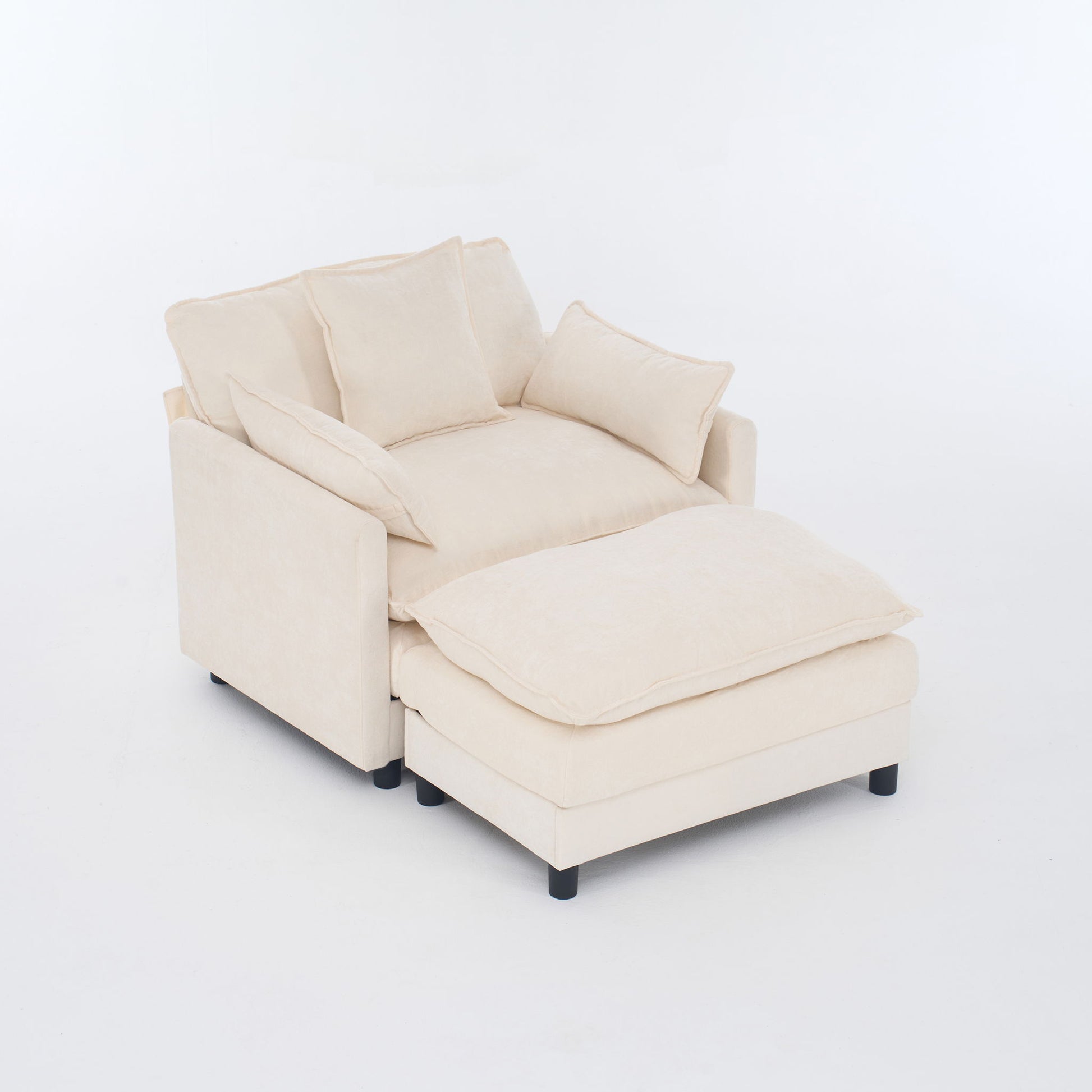 Accent Chair With Ottoman - Beige Home Essentials