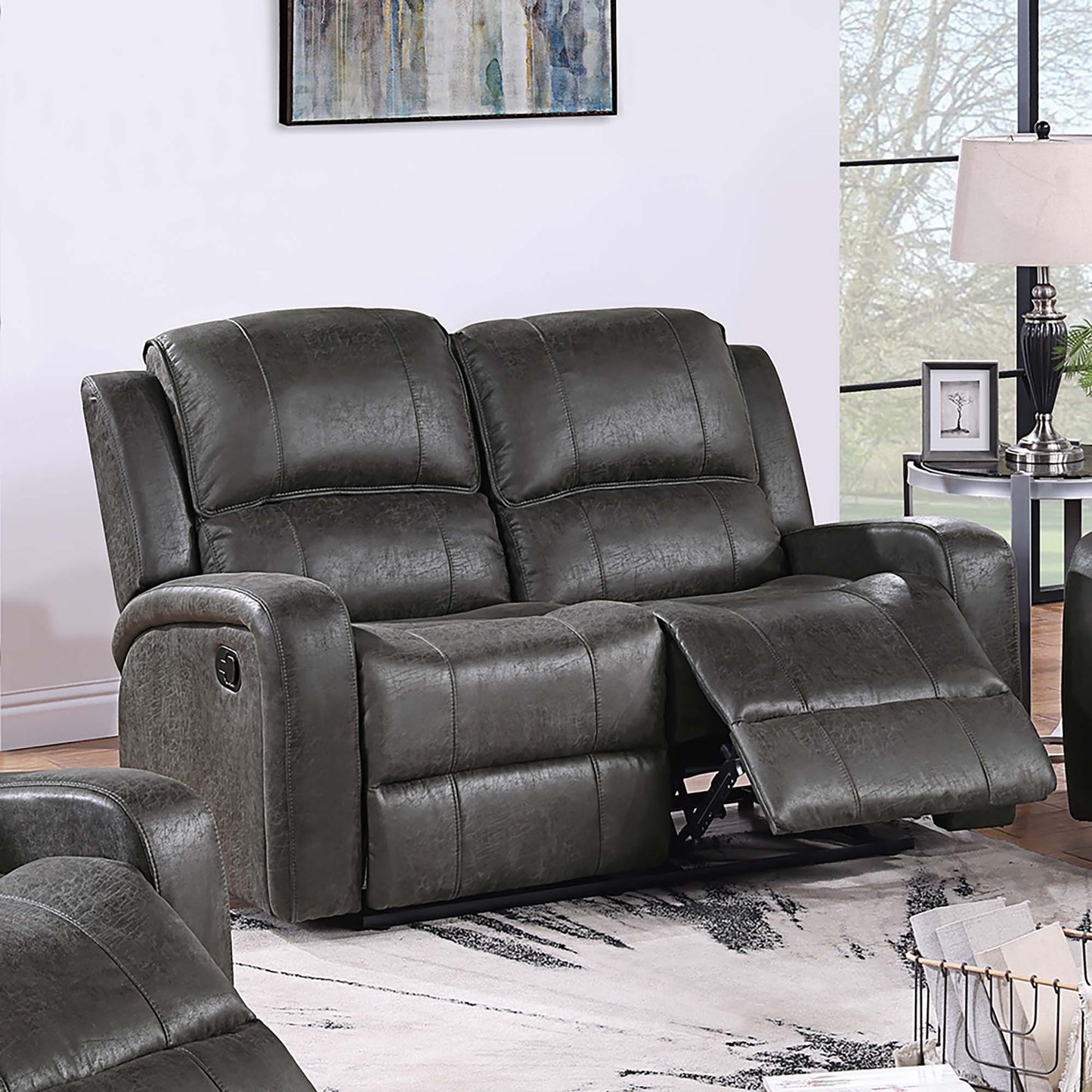 Manual Reclining Loveseat With Horizontal And Vertical Tufting Home Essentials