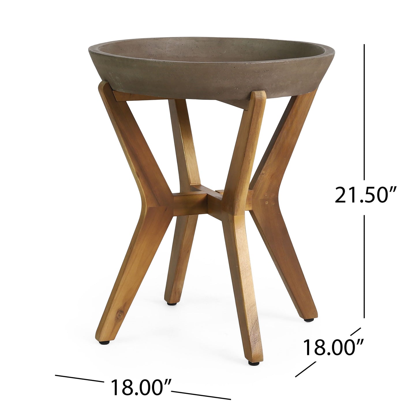 Yukon - Contemporary Side Table With Lightweight Concrete Top And Acacia Wood Frame - Gray Noble House