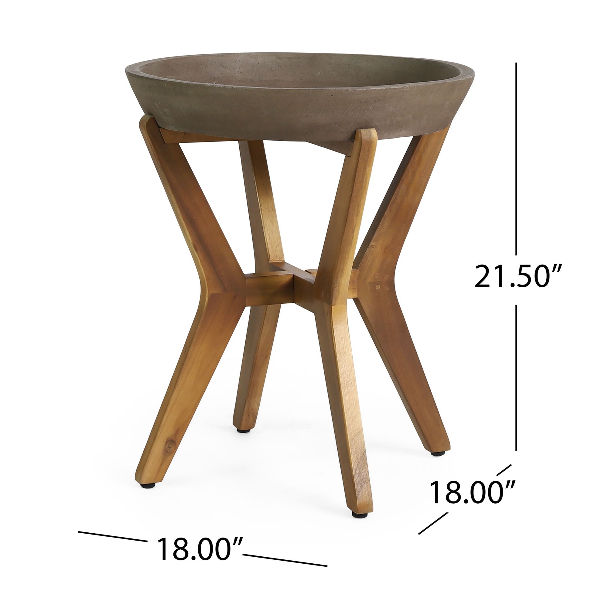 Yukon - Contemporary Side Table With Lightweight Concrete Top And Acacia Wood Frame - Gray Noble House