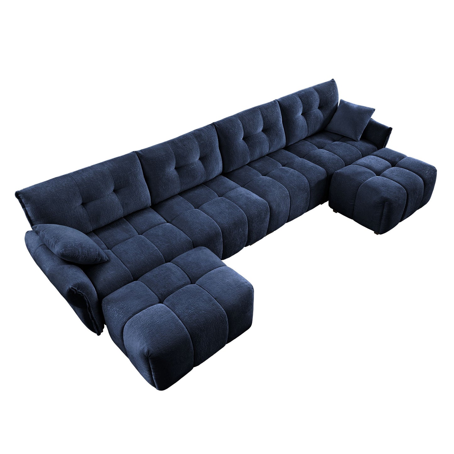 Sofa Set With Ottoman And Pillows, Textured, High Resilience Cushions Home Essentials