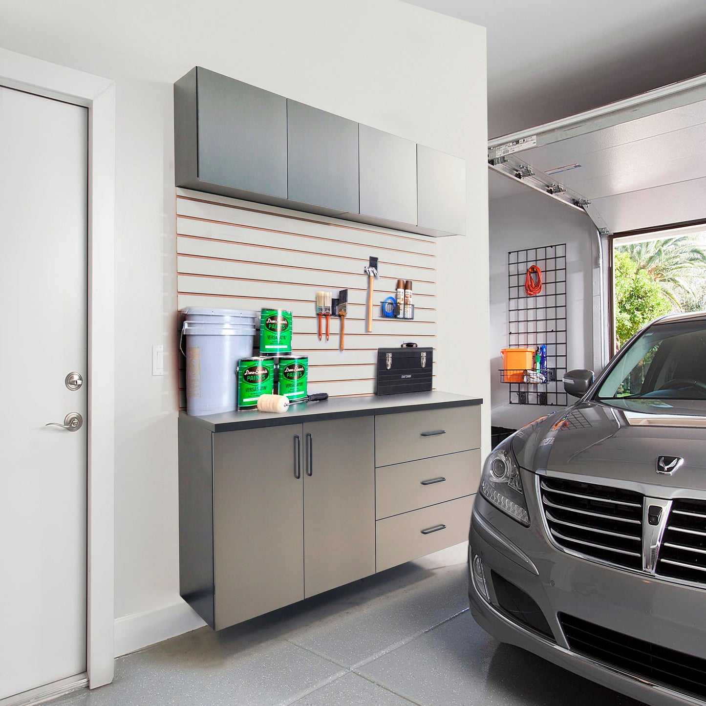 Astro Series - Garage Cabinet Set C With Soft Closing Drawers - Metallic Gray Daily Nest