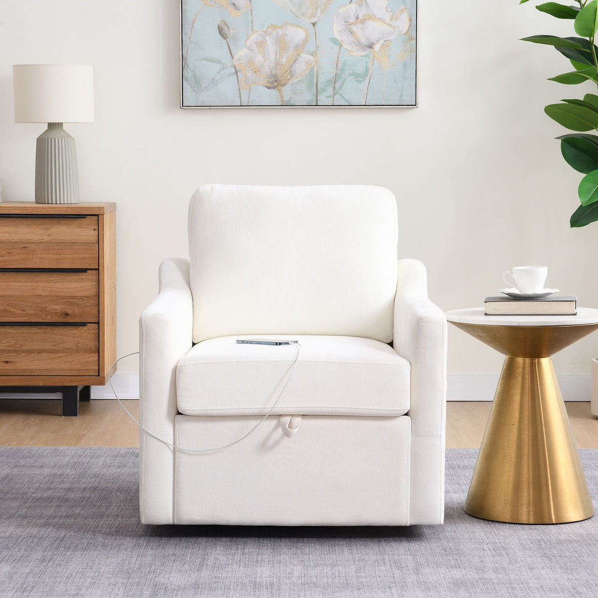 Swivel Arm Chair With Soft, Comfy Accent Chair For Living Room Home Essentials