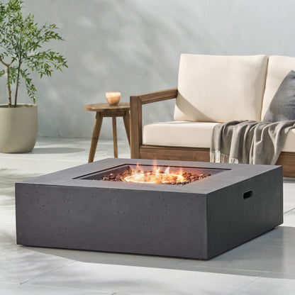 Modern 50,000 Btu Square Fire Table With Propane Tank Noble House