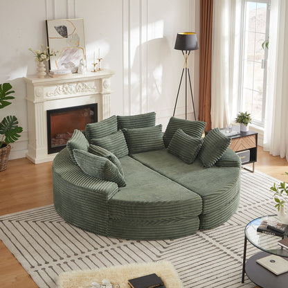 Round Oversized Sofa Bed With 5 Throw Pillows Home Essentials