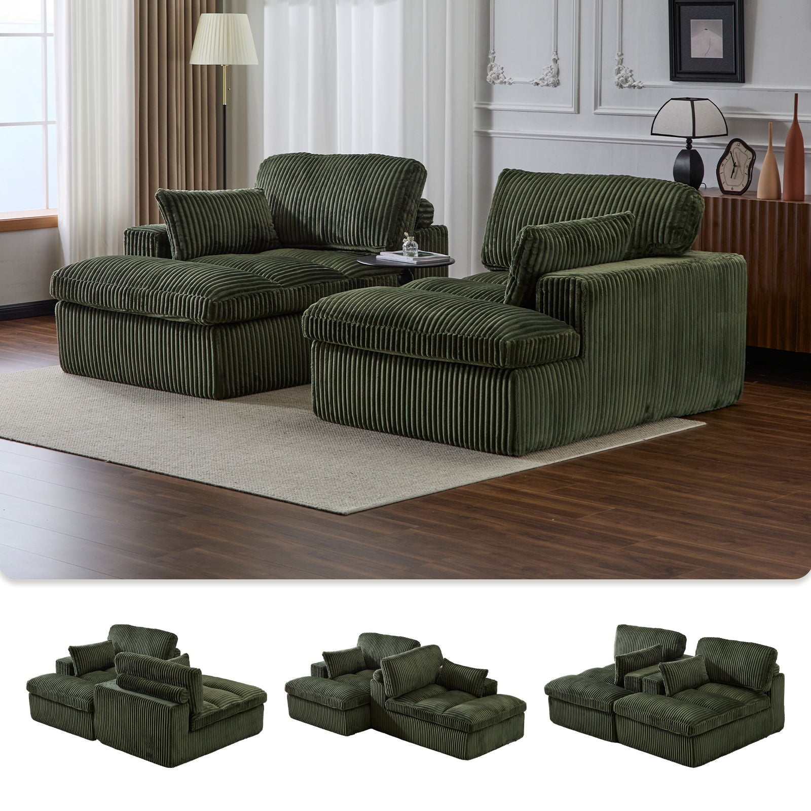 Double Chaise Lounge Chair, Oversized Upholstered Sleeper Cloud Couch Home Essentials