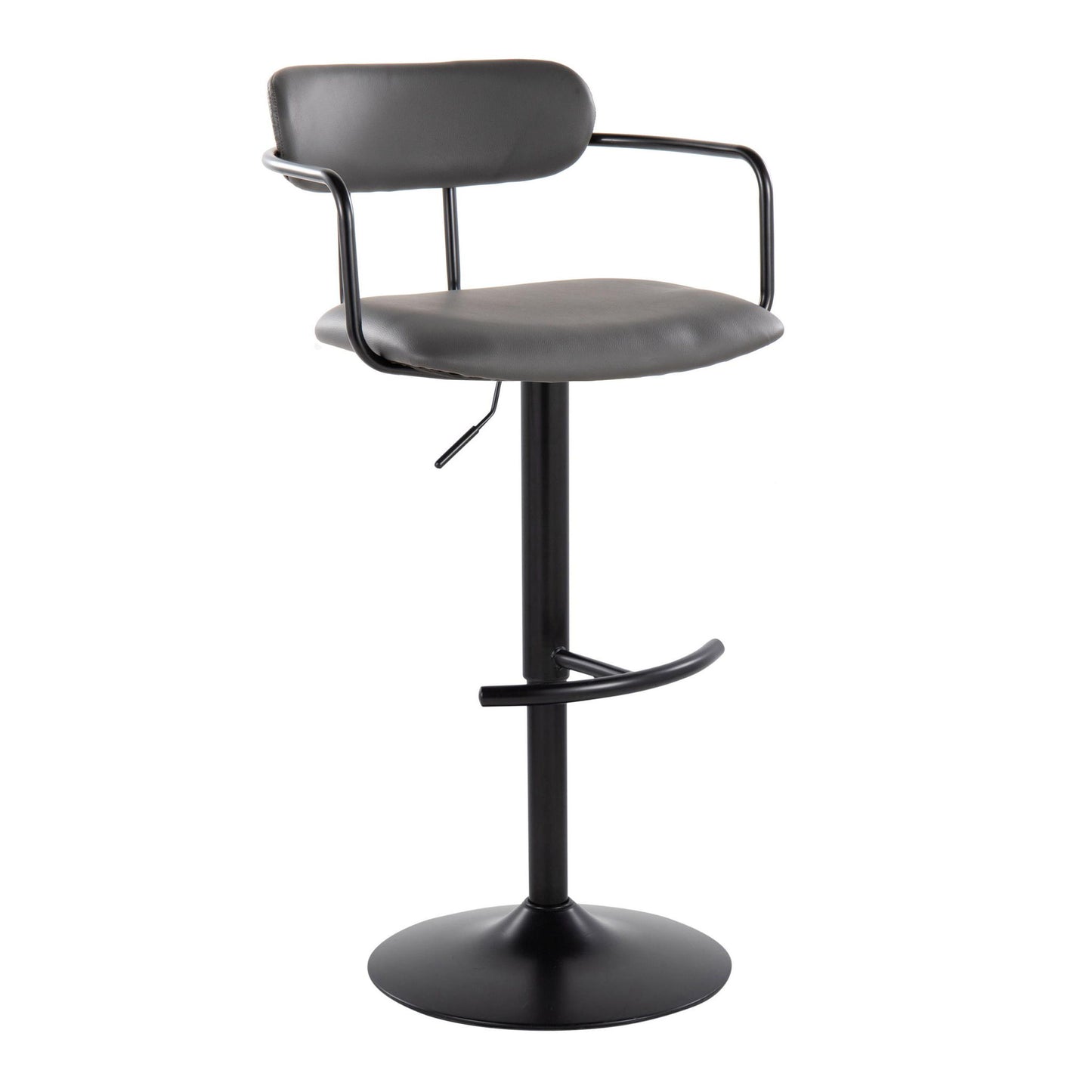 Demi - Contemporary Adjustable Height Barstool With Swivel With Rounded T Footrest (Set of 2) Lumi Source