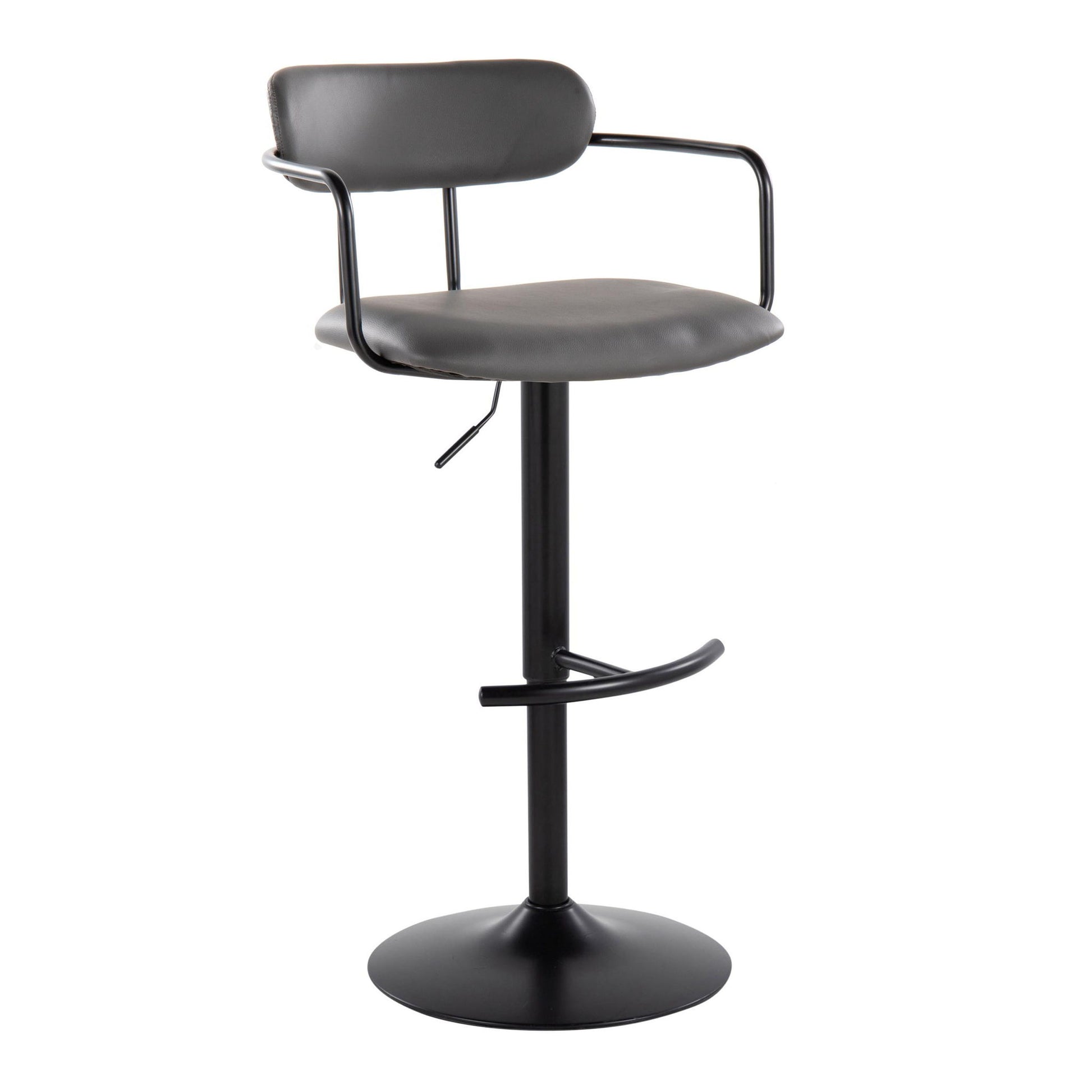 Demi - Contemporary Adjustable Height Barstool With Swivel With Rounded T Footrest (Set of 2) Lumi Source