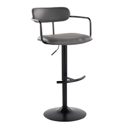 Demi - Contemporary Adjustable Height Barstool With Swivel With Rounded T Footrest (Set of 2) Lumi Source