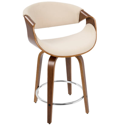 Curvini Mid - Century Modern Fixed Height Counter Stool With Swivel (Set of 2) Lumi Source
