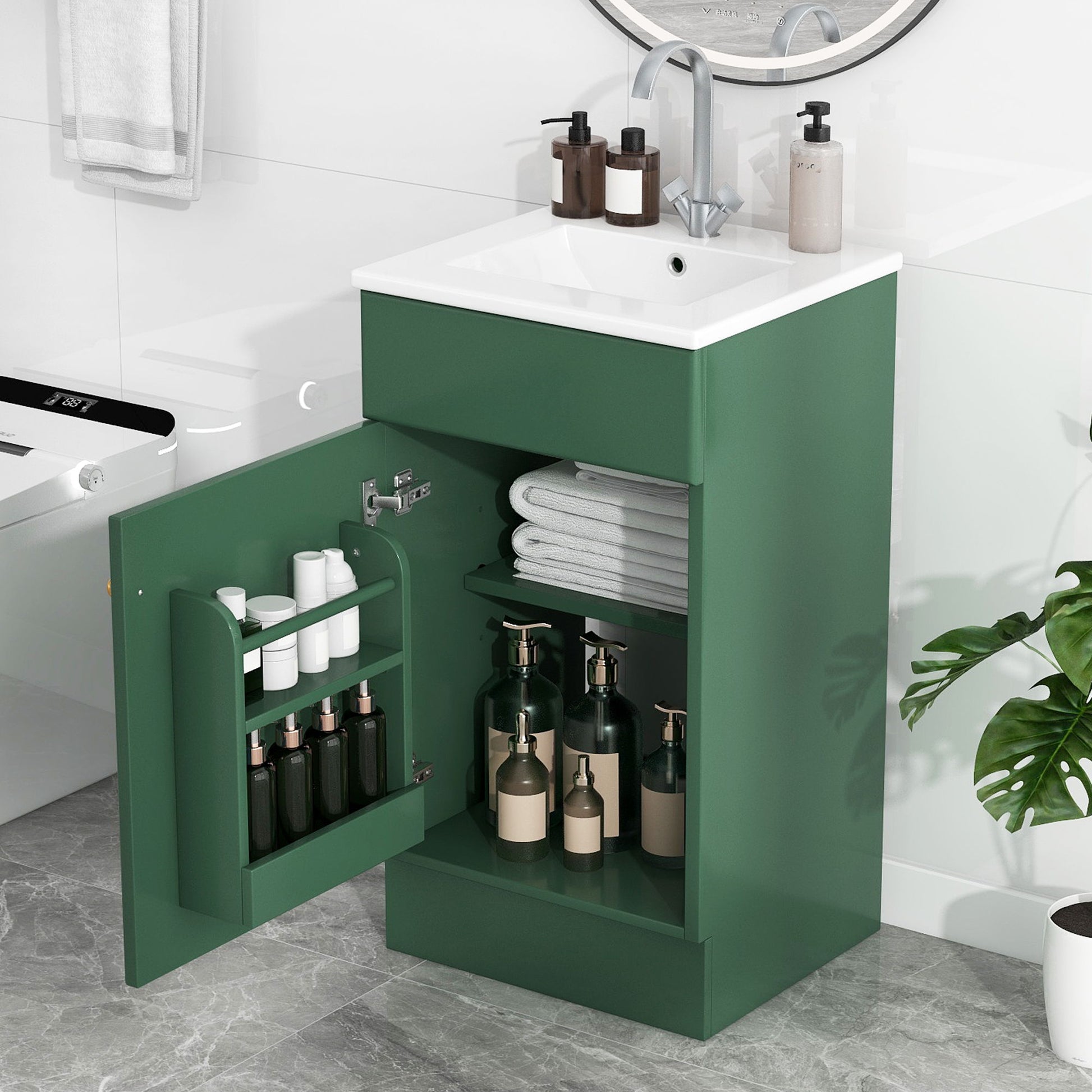 Bathroom Vanity With Sink, Cabinet With Adjustable Shelf Noble House