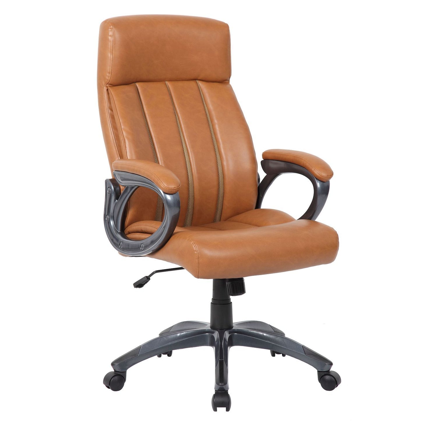 Executive Office Chair, Height Adjustable, Swivel With Padded Armrest & 5 Point Base - Antique Brown Home Essentials