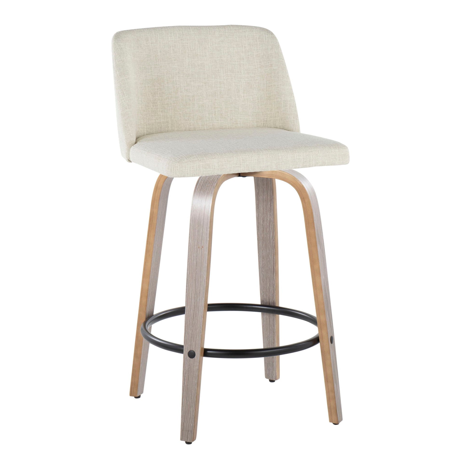 Toriano - Contemporary Fixed Height Counter Stool Swivel & Round Footrest (Set of 2) Lumi Source