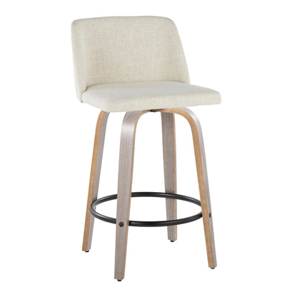 Toriano - Contemporary Fixed Height Counter Stool Swivel & Round Footrest (Set of 2) Lumi Source
