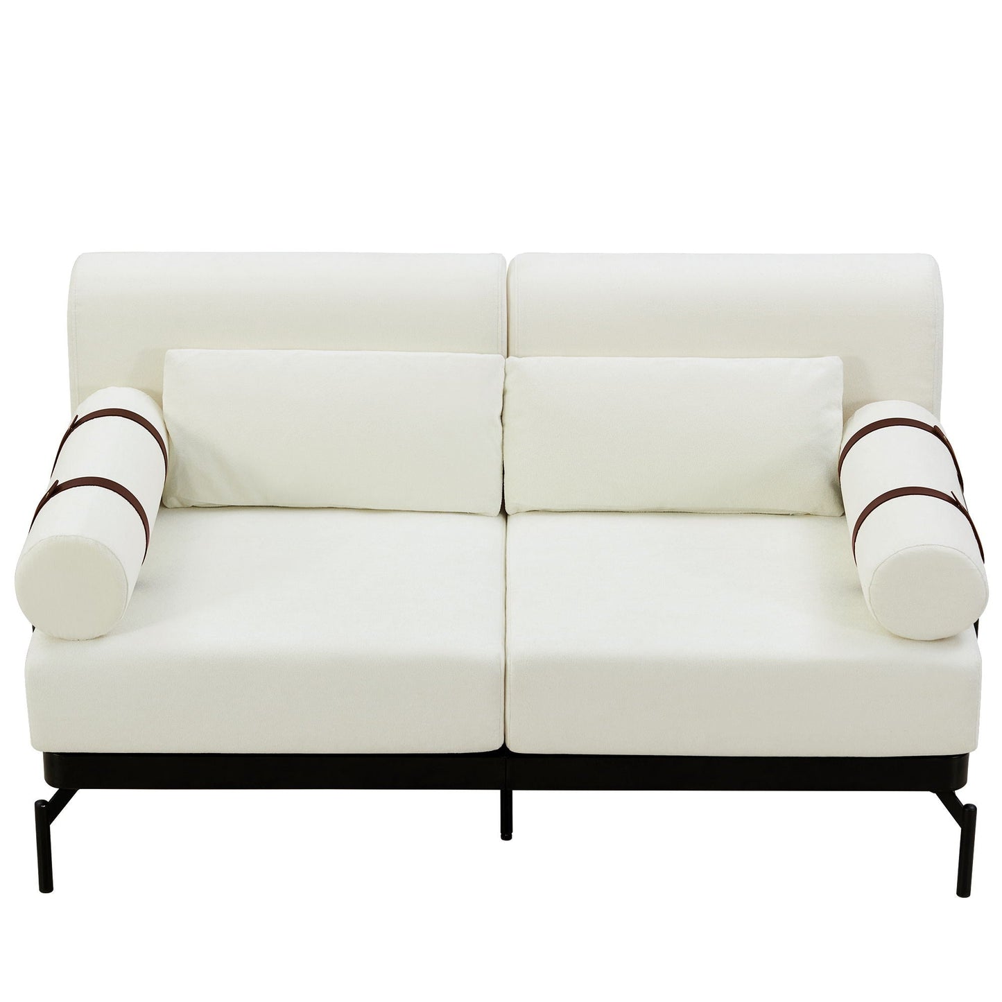 Modern Loveseat Sofa 2 Seater With USB Ports, Cylindrical Armrests Hearth and Haven