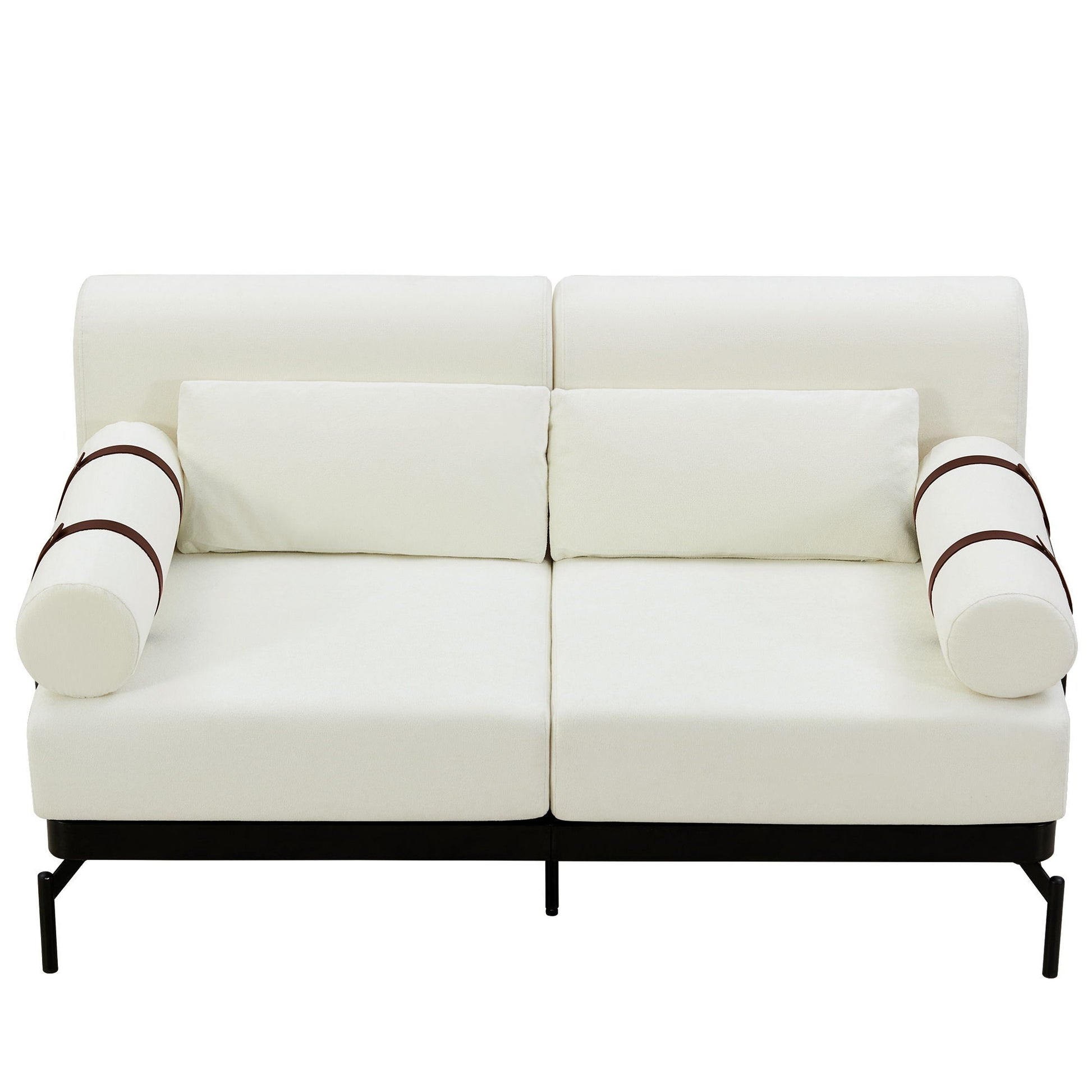 Modern Loveseat Sofa 2 Seater With USB Ports, Cylindrical Armrests Hearth and Haven
