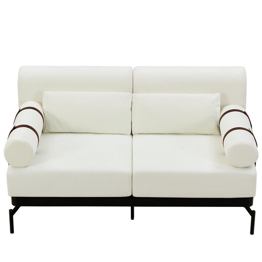 Modern Loveseat Sofa 2 Seater With USB Ports, Cylindrical Armrests Hearth and Haven