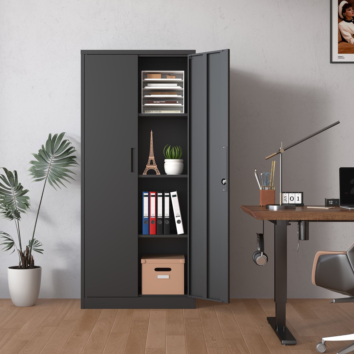 Heavy Metal Garage Storage Cabinet With Locking Doors, Steel, Adjustable Shelves Daily Nest