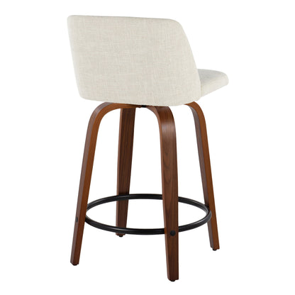 Toriano - Contemporary Fixed Height Counter Stool Swivel With Round Footrest (Set of 2) Lumi Source