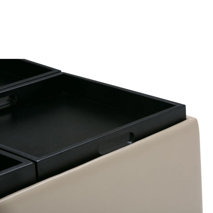 Avalon - Square Coffee Table, Storage Ottoman Simpli-Home