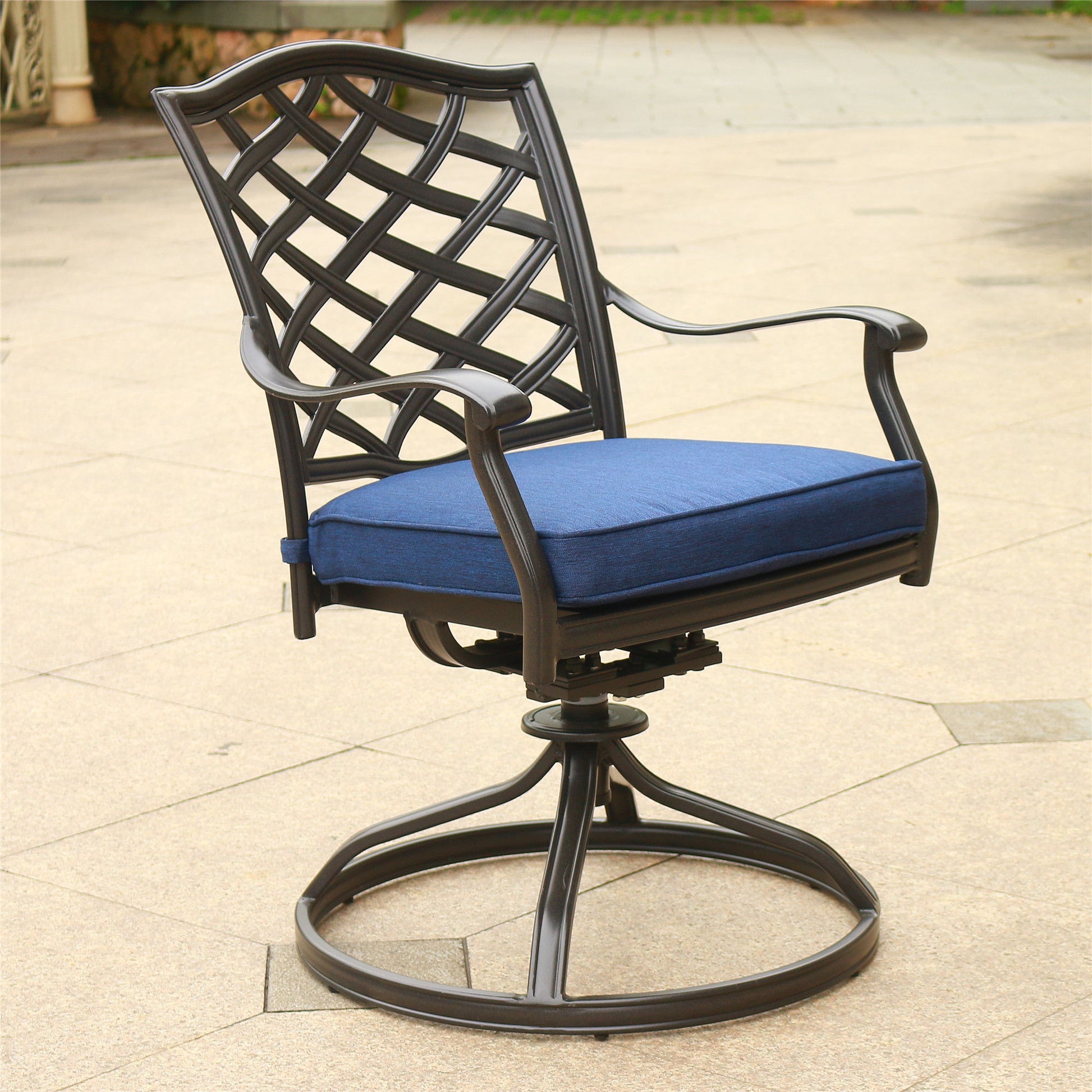 Outdoor Patio Aluminum Swivel Rocker Dining Chair With Cushion (Set of 2) Home Essentials