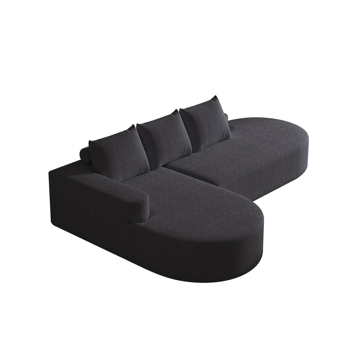 Modern Curved Sofa, L-Shaped Modular Sectional Set With 3 Pillows Home Essentials