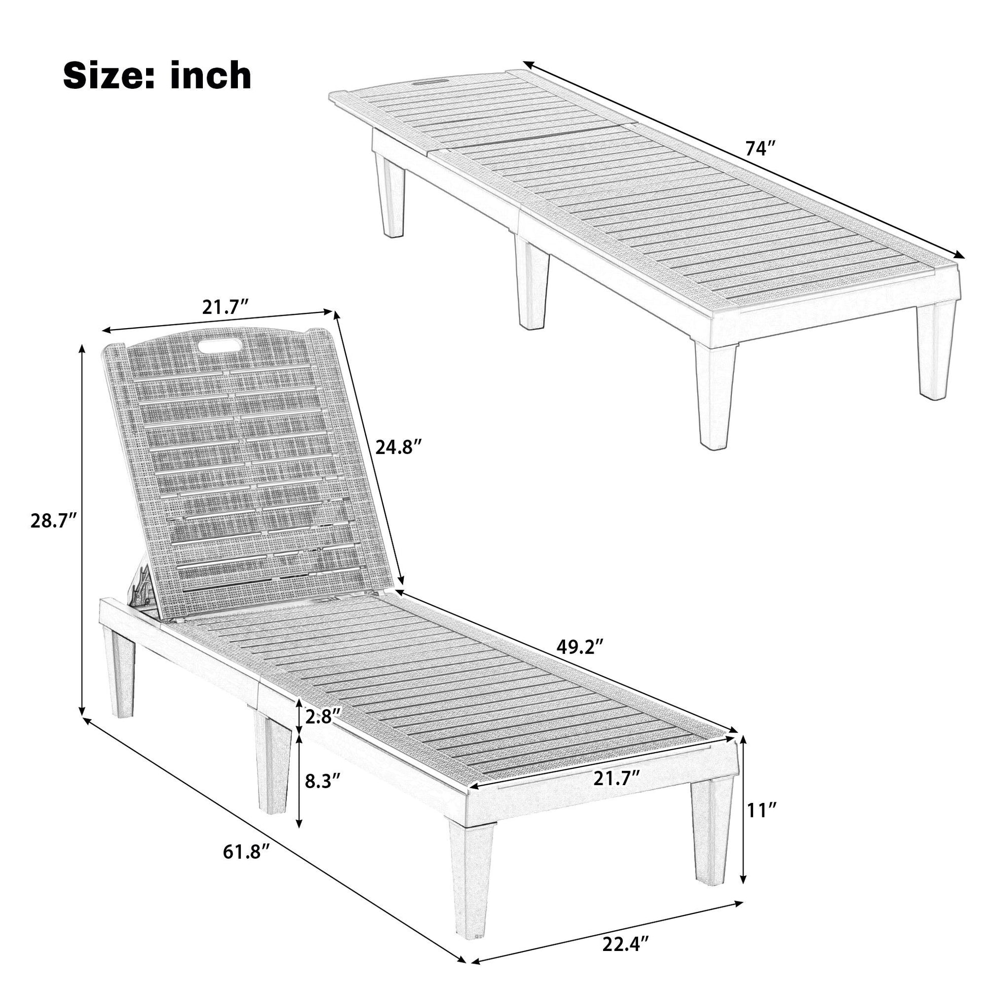 2 Piece Outdoor Chaise Lounges With Adjustable Backrest Hearth and Haven