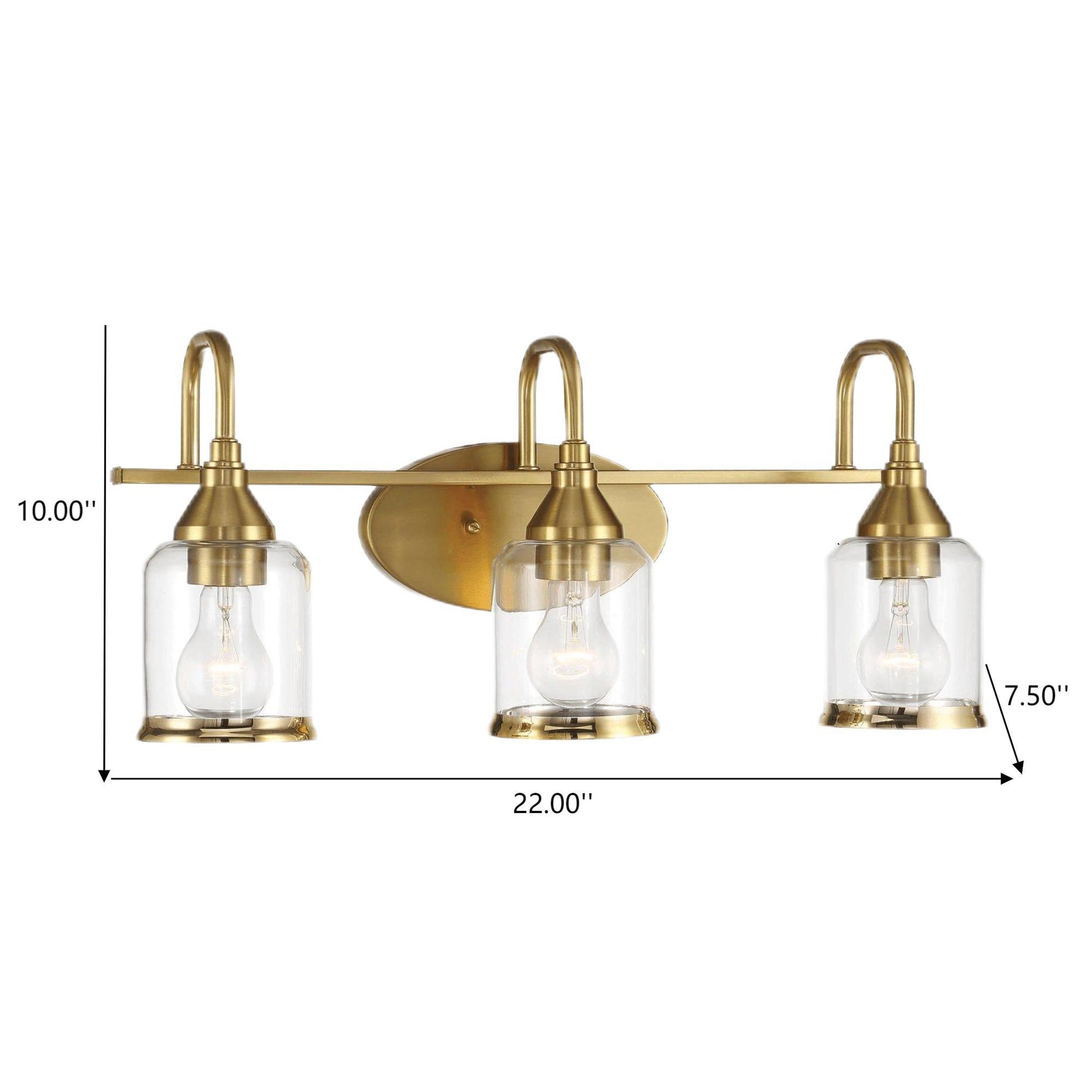 Twilight - 3 Lights Brush Contemporary Vanity Light - Clear / Gold Ashcroft Furniture