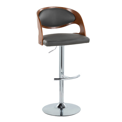 Pino - Mid Century Modern Adjustable Barstool & Swivel With Rounded T Footrest (Set of 2) Lumi Source