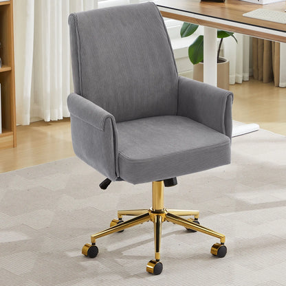 Ergonomic Mid-Back Office Chair With Striped Fabric - Gray Home Essentials
