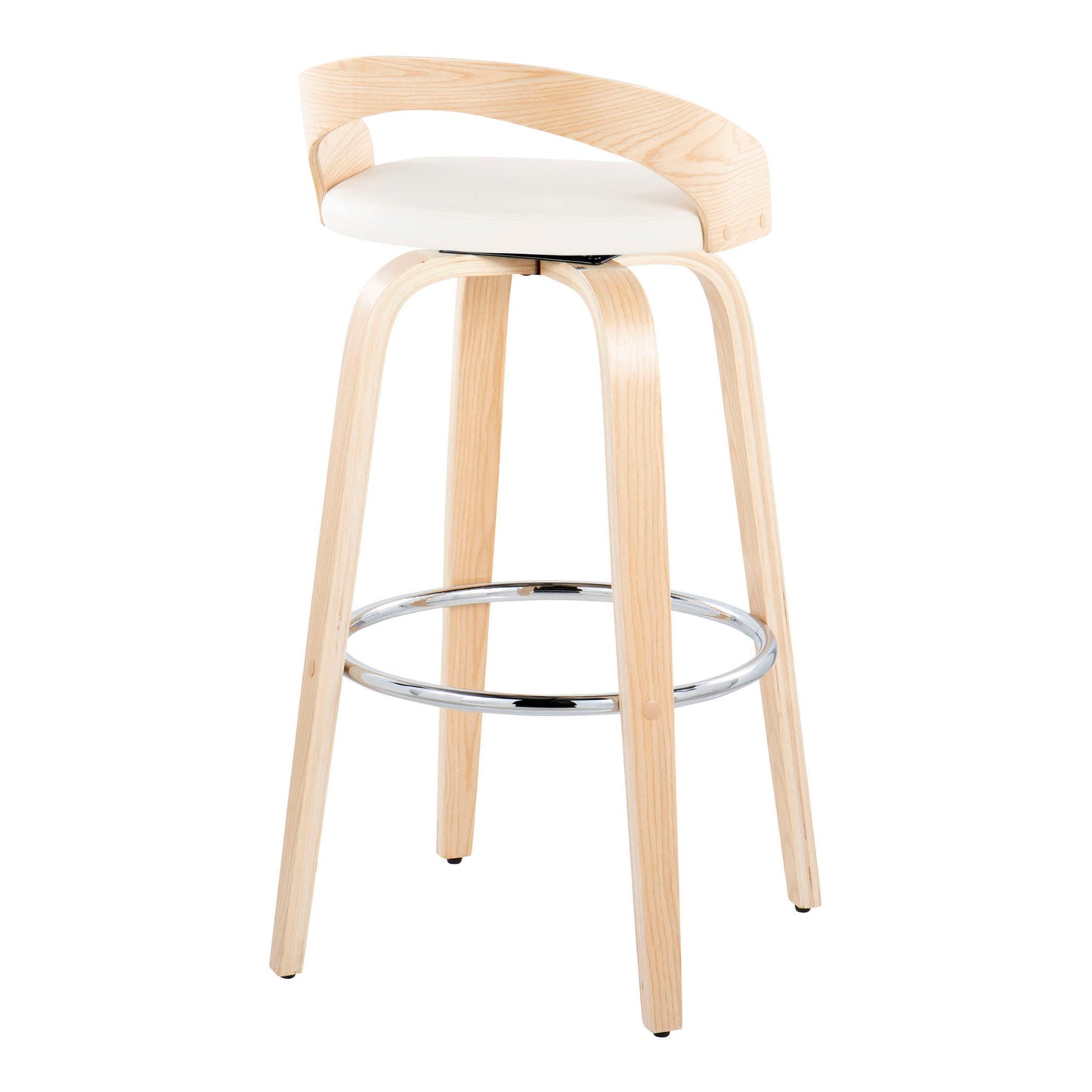 Grotto - Contemporary Fixed-Height Barstool With Swivel With Round Footrest (Set of 2) Lumi Source