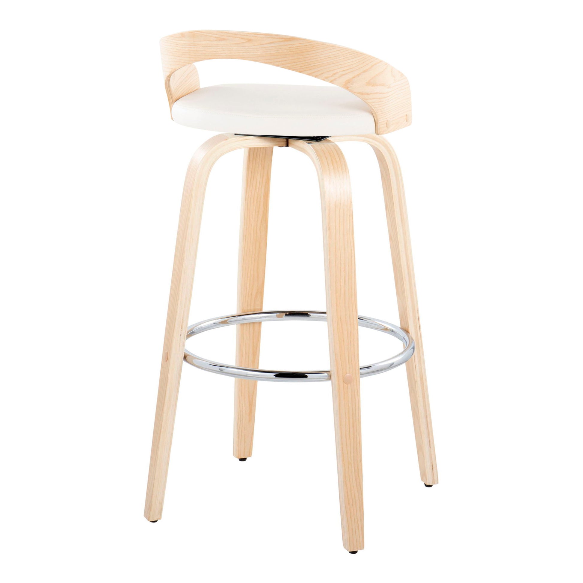 Grotto - Contemporary Fixed-Height Barstool With Swivel With Round Footrest (Set of 2) Lumi Source
